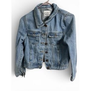 Salvaje Denim Women's Light Wash Cropped Trucker Jacket Size L